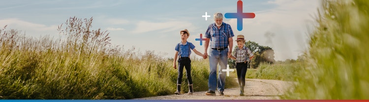 Actor portrayal of a TALZENNA® (talazoparib) + XTANDI® (enzalutamide) patient walking with two young boys